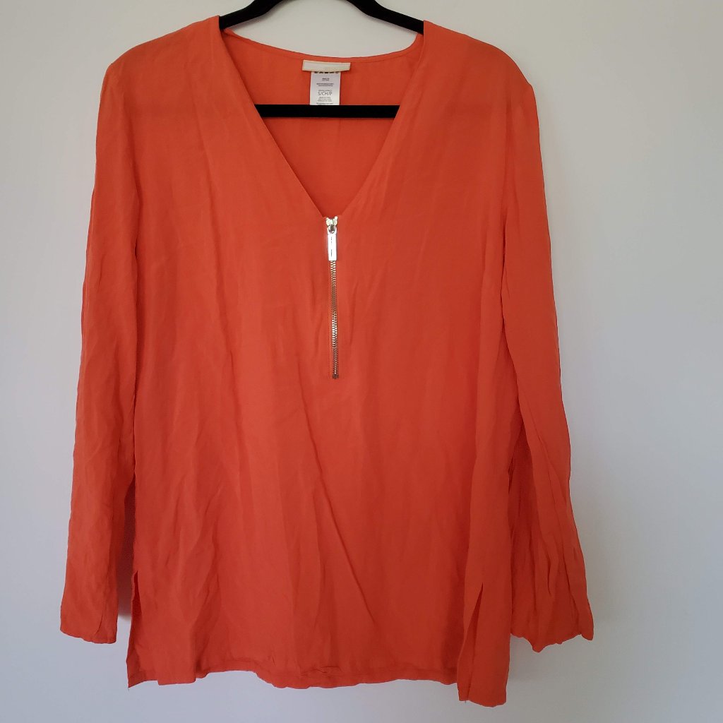 Michael Michael Kors Bright Orange V-Neck Blouse Top Shirt Office Casual Busines
